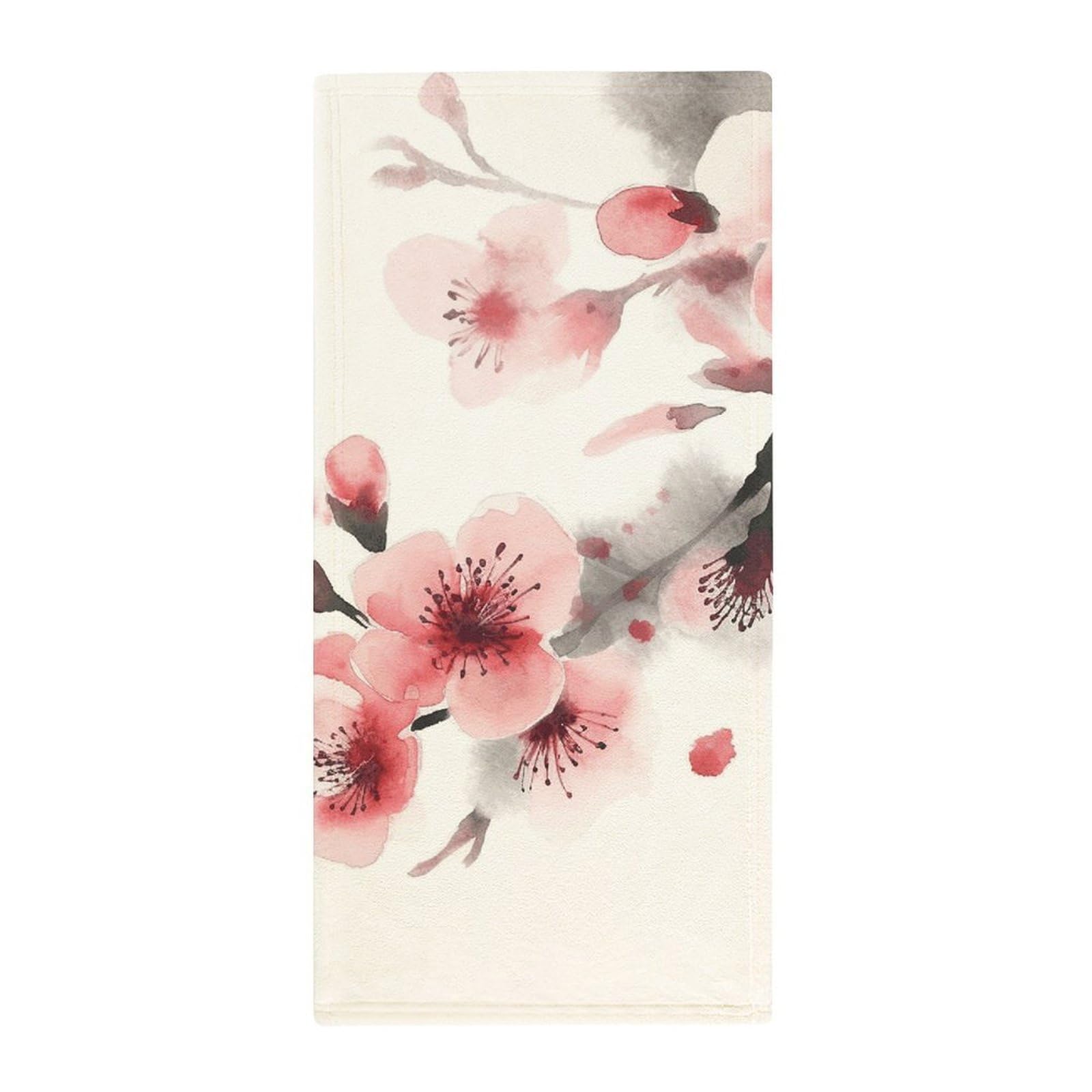 JTREHY Asian Watercolor Pink Cherry Florals Towel Soft Lightweight Microfiber Towel Highly Absorbent Quick Drying Towels Male and Female Premium Quality Perfect for Daily Use