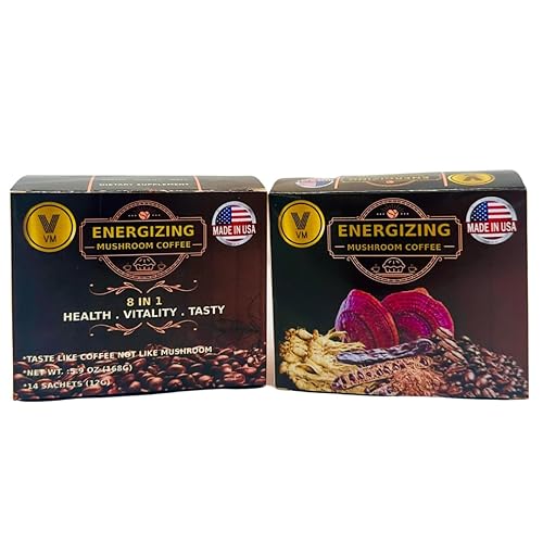 Miniatura 2 de VM Café energizante de hongos - Reishi con mezcla de ginseng y carbohidratos, café instantáneo. Ganoderma natural con café instantáneo. Suplemento