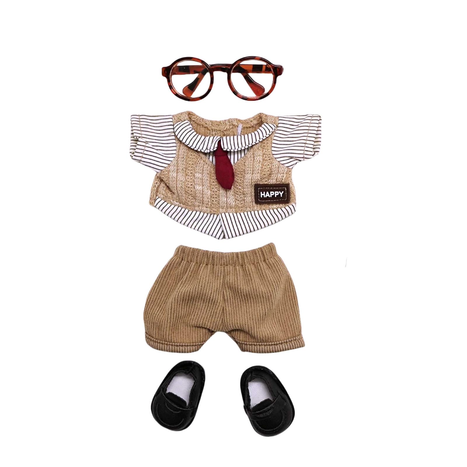 Doll Clothes for Bartholomew Bear Clothes,Clothes for Stuffed Animals,10-12 inch Doll can be Worn,Clothes Without Doll.(4pc Includes 2 Doll Suspender Pants,2 Doll Sweater) AhP422 (A, 10cm)