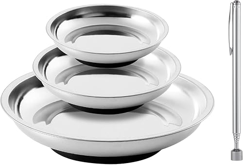 3 bandejas magnéticas para herramientas con 5 libras, juego de herramientas magnéticas telescópicas, 3 pulgadas, 4 pulgadas, 6 pulgadas, bandeja