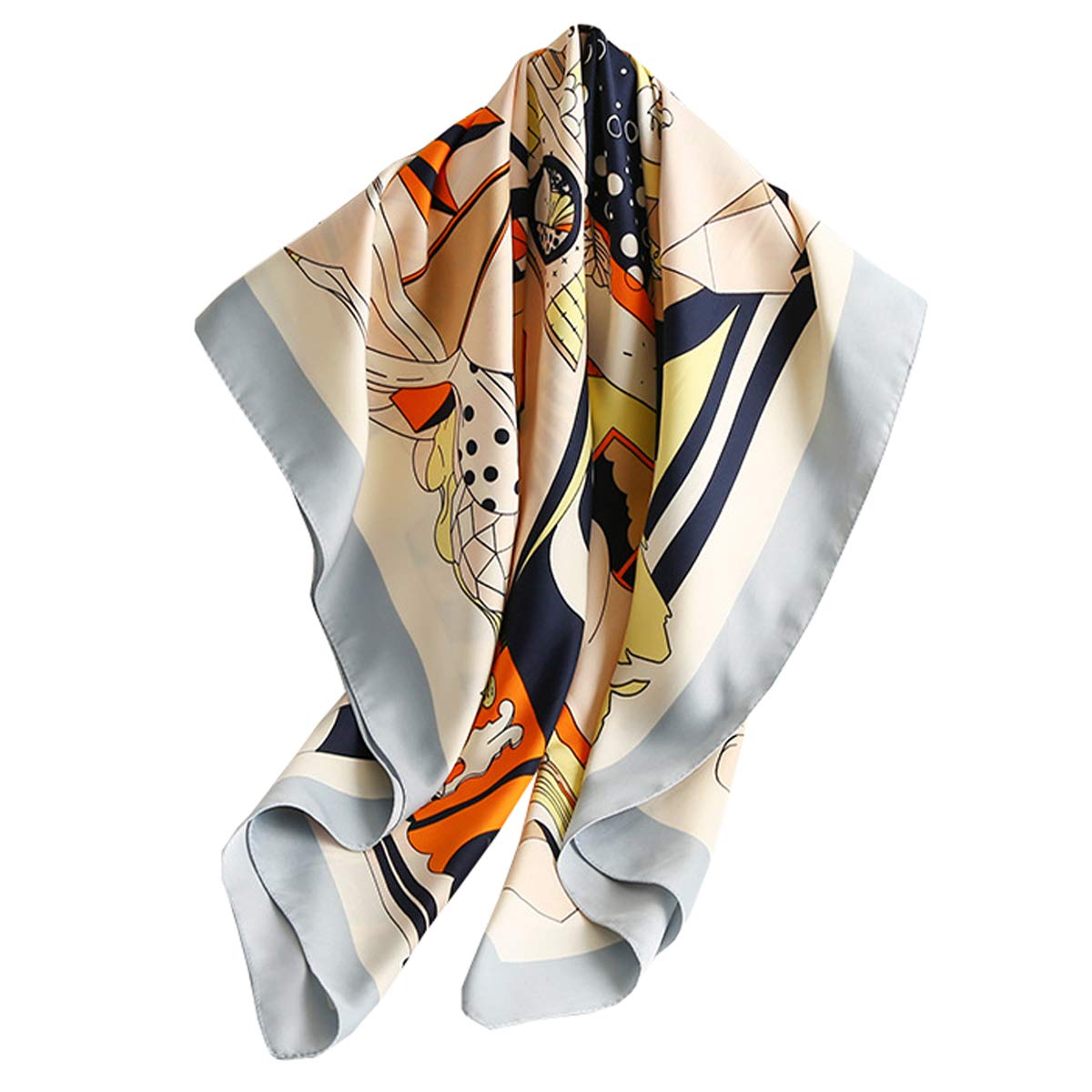 KOOYOLWomen's Satin Square Scarf Silk Feeling Large Neckscarf Head Wraps Shawl Shawls Scarves Neckerchief 90x90CM, G, One size