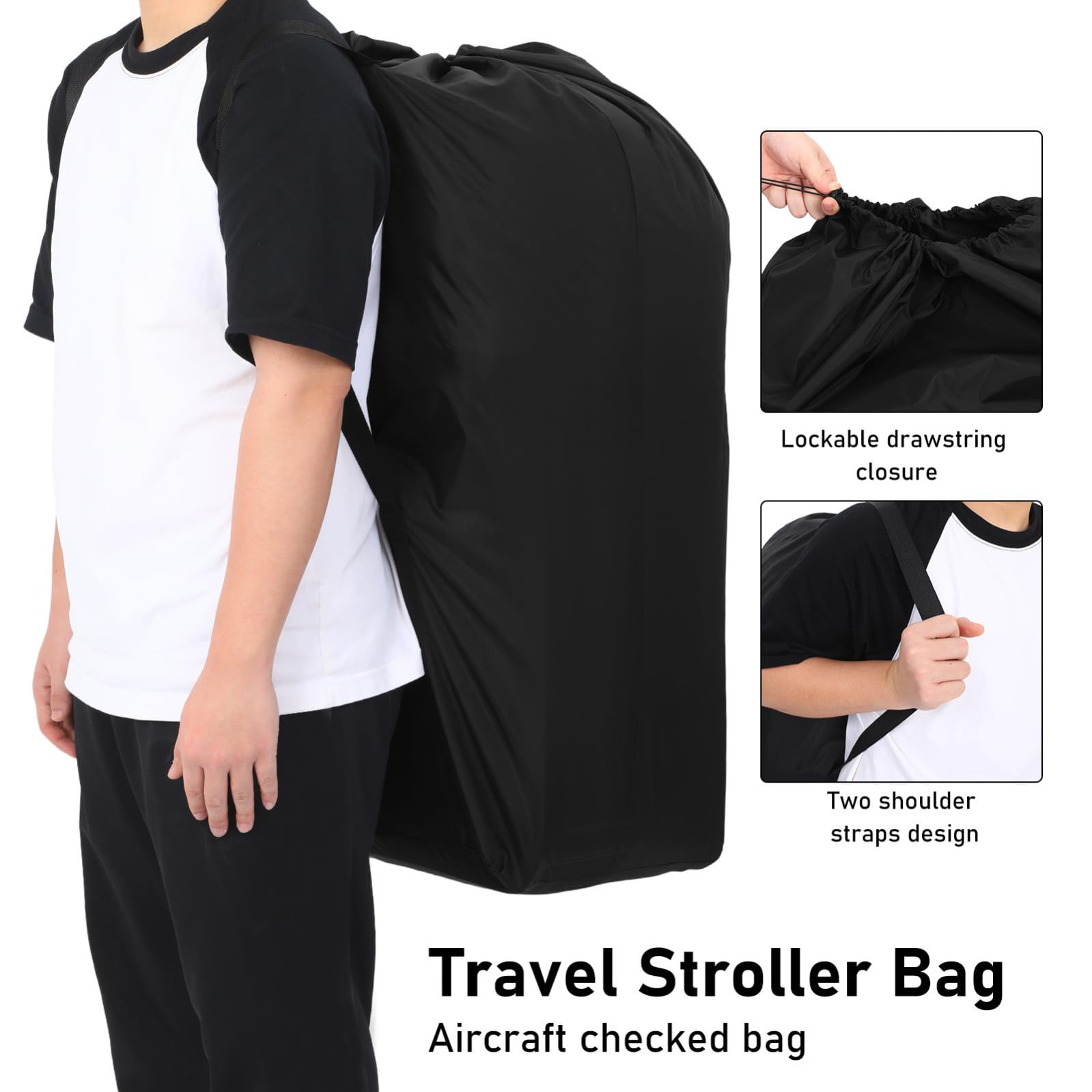 Borsa da Viaggio per Passeggino in Nylon Nero per Aereo