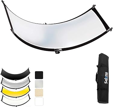 Selens Curved Reflector Clamshell Light Reflector/Diffuser, 24x70 inches Photography Lighting Reflector for Photo Video Studio Shooting with Black/Silver/White/Gold Reflectors,Carry Bag