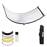 Curved Reflector Clamshell Light Reflector/Diffuser, 24x70 inches Photography Lighting Reflector for Photo Video Studio Shooting with Black/Silver/White/Gold Reflectors,Carry Bag