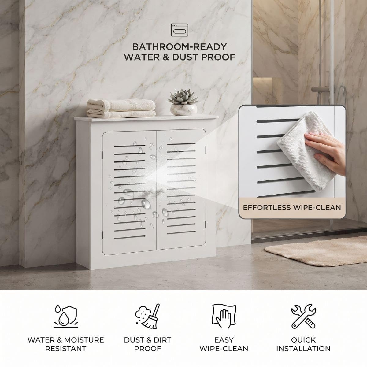 Copertura del Radiatore Bianca, Copritermosifone in PVC Legno-Plastica 12mm