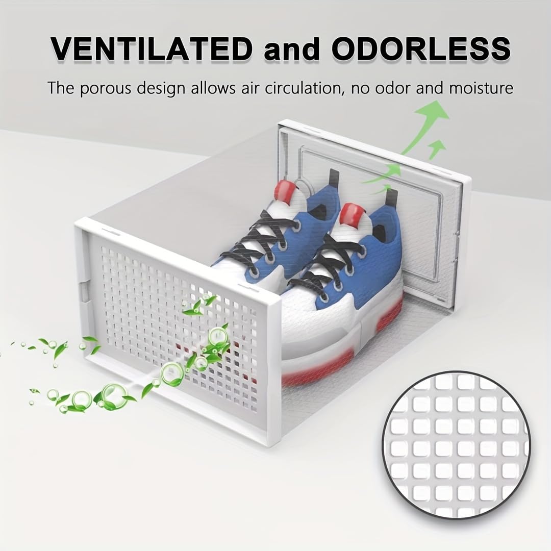 Scatola porta scarpe da 6/12 pezzi, scatole per scarpe trasparenti addensate con coperchio, scarpiera pieghevole impilabile a combinazione libera, contenitore per scarpe da ginnastica in plastica