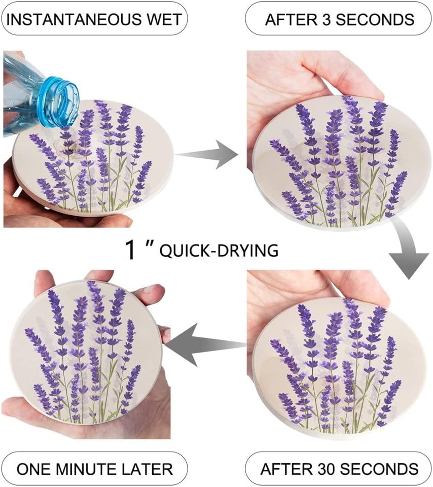 Lavender Coasters Waterproof Tea Cup Mat Christmas Home Decor Coffee Table Ceramic