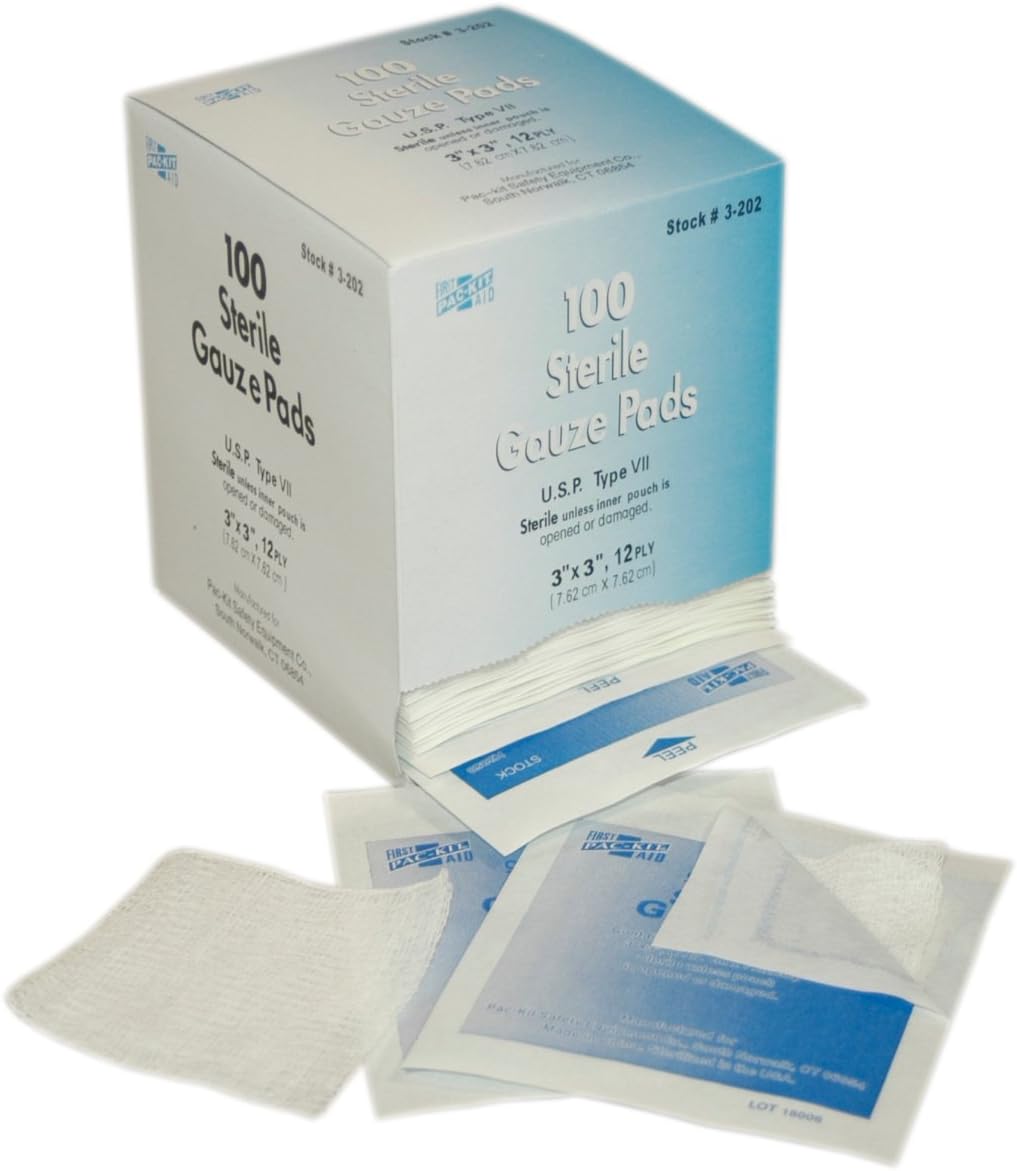 3"x3" Sterile Gauze Pads, 100/box