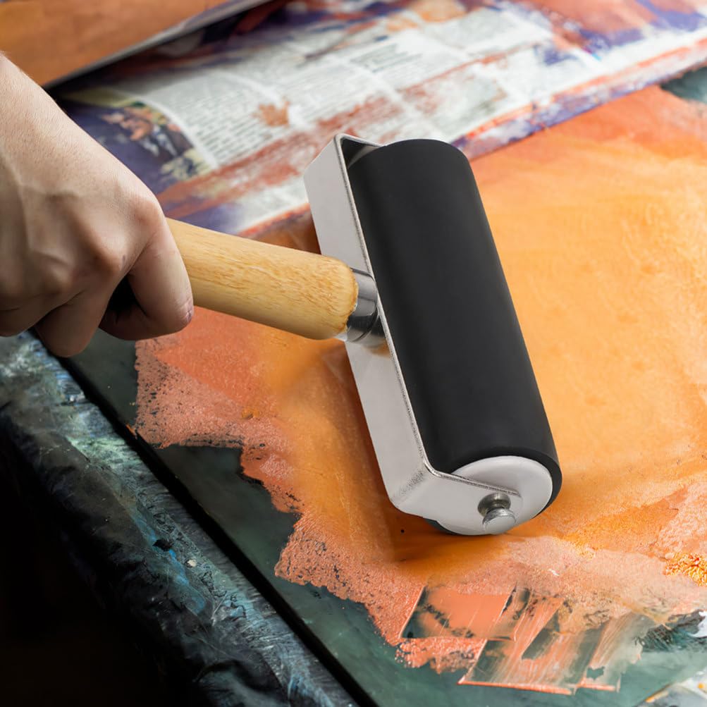 VILLCASE 3pcs Rubber Roller Brayers for Crafting Art Craft Roller Ink Roller Tool for Printmaking Glue Block Wallpaper Vinyl Stamping Gluing