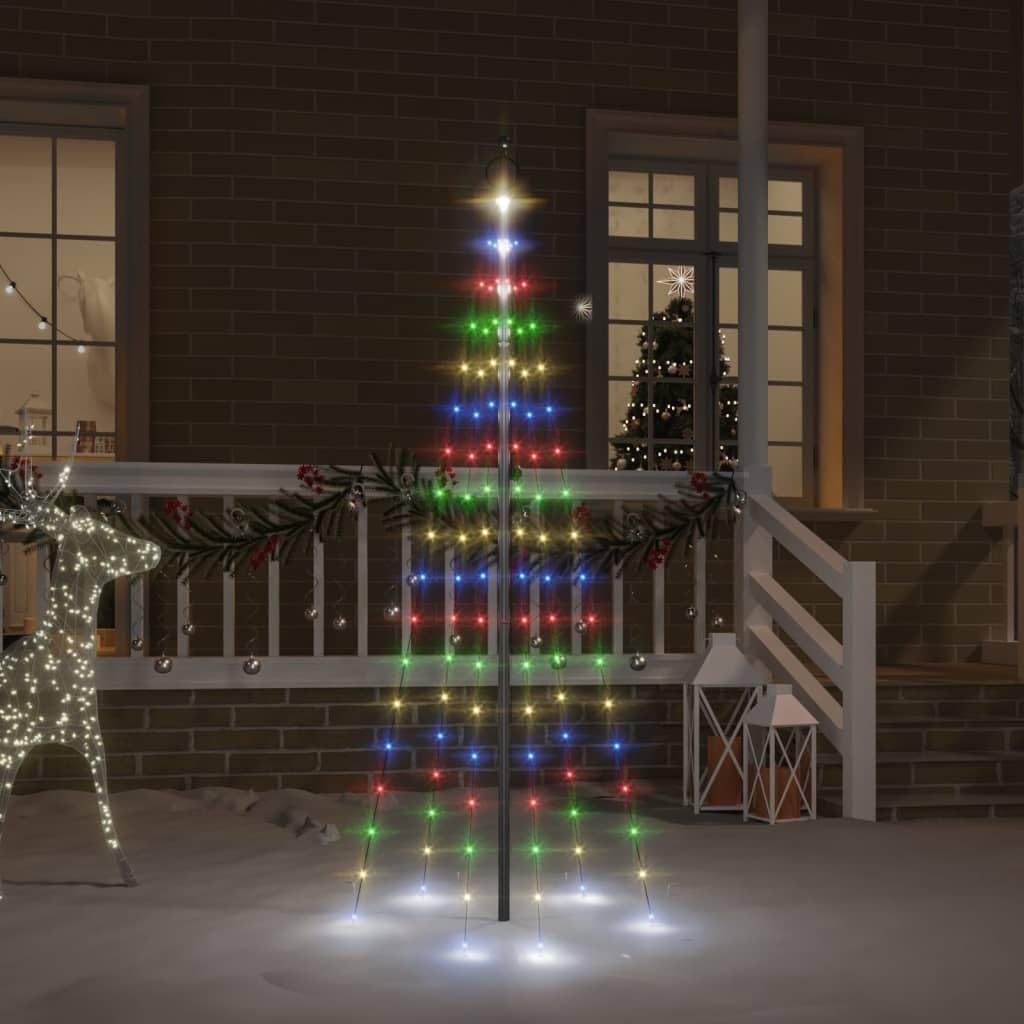 LED-Weihnachtsbaum für Fahnenmast, Mehrfarbig 108 LEDs, 180 cm Hoch, 8 Lichteffekte, Outdoor Weihnachtsbeleuchtung für Garten und Terrasse, Einfache Montage