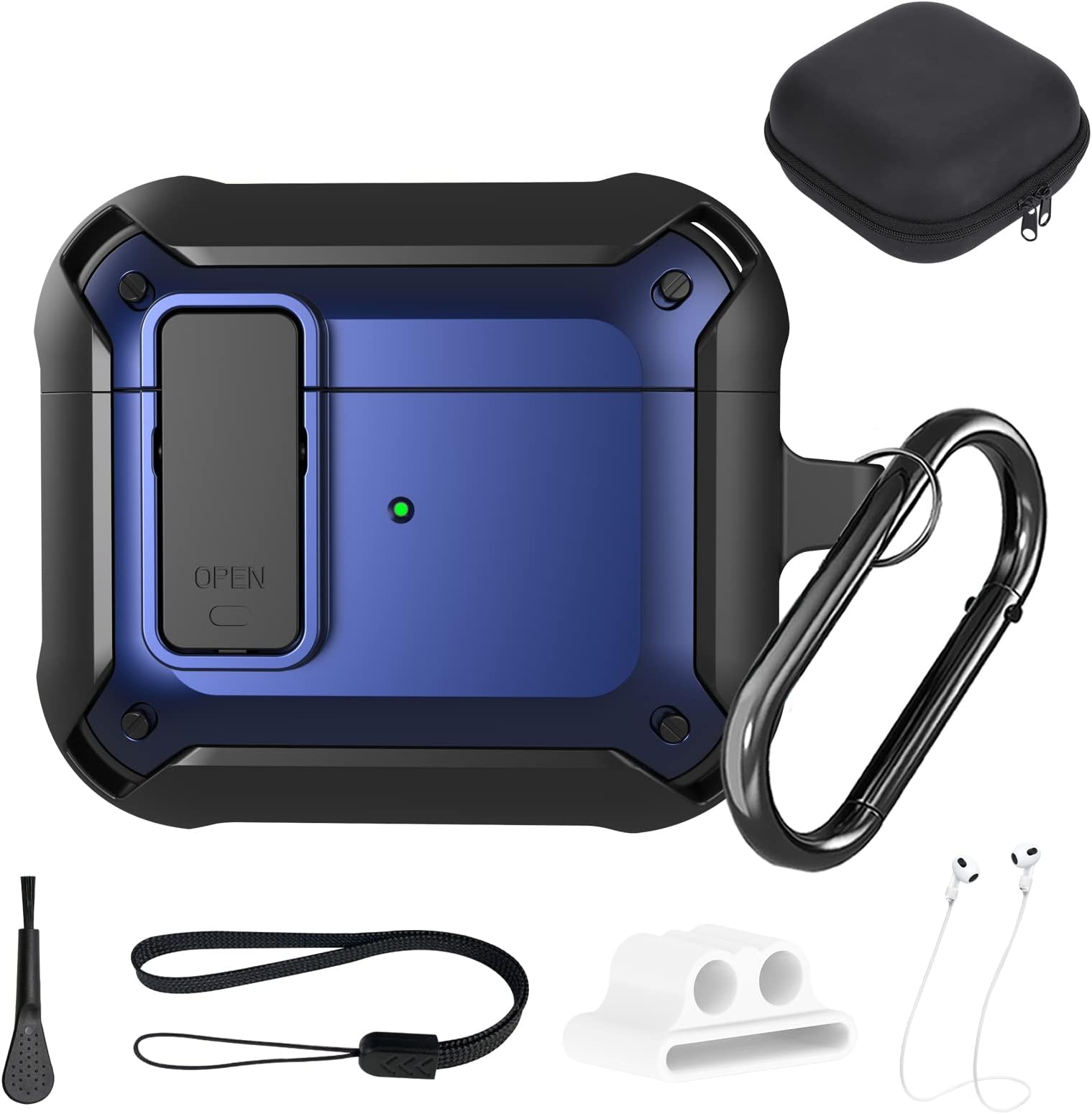 Inesore for Airpods 3 Case Cover 2021 with Secure Lock, Military Armor Full-Body Protect Airpod 3rd Generation Case with Accessories Keychain for AirPods 3 Charging Case for Man - Blue