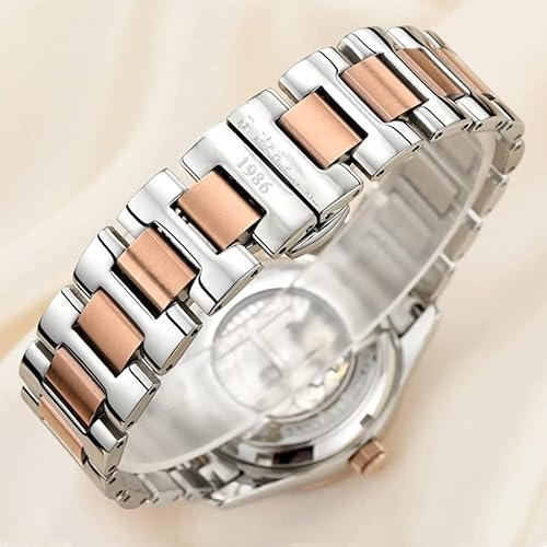 Miniatura 7 de Relojes automáticos de cuerda automática para parejas, calendario, fecha, acero inoxidable de lujo, para hombres y mujeres, par de relojes para él y