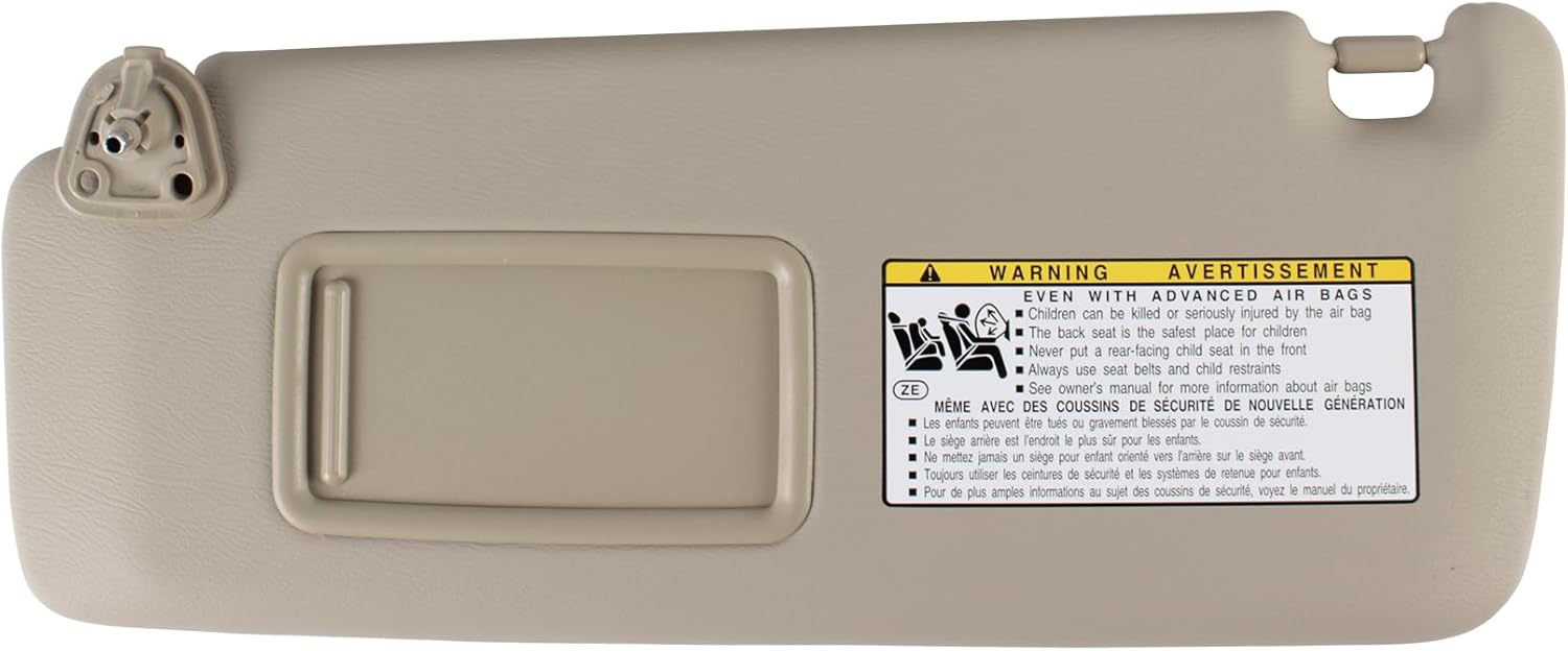 Sun Visor for Toyota Highlander 2001 2002 2003 2004 2005 2006 2007, Left Driver Side Beige Sunvisor OE Replace for 74320-48260-A0 (Beige-Left)