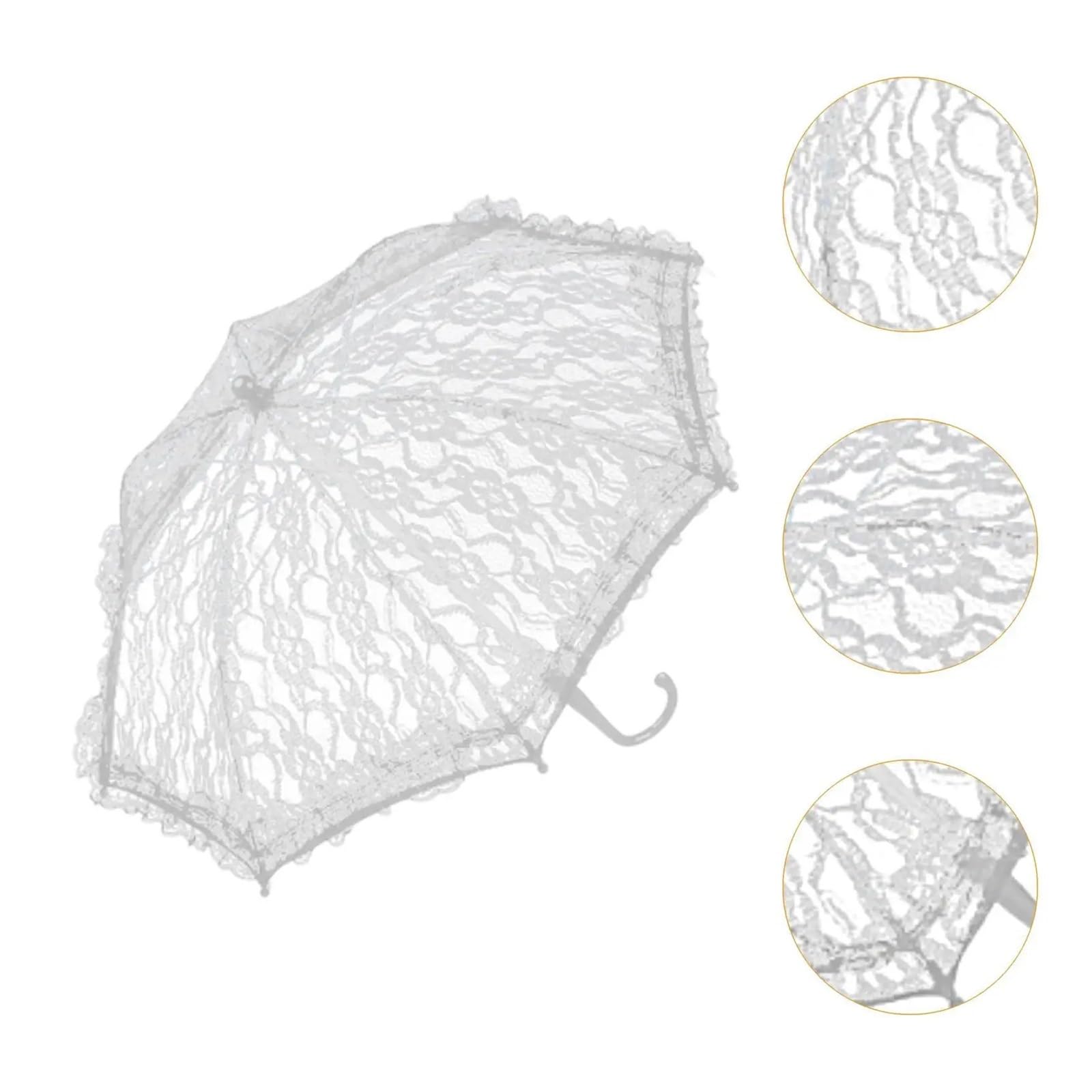 Hochzeit Spitzen-Sonnenschirm Dekorativer Regenschirm mit Mini-Stickerei, Durchmesser 50,8 cm, for Event-Fotografie-Requisiten für Fotografie, Hochzeitsdekoration(White)