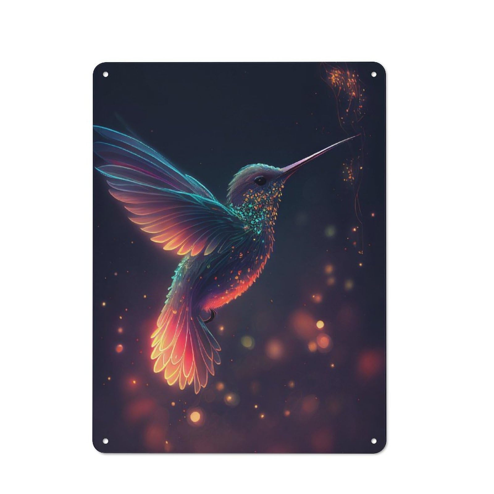 Junmoney Hummingbird Fireflies Vintage Metal Wall Sign 40X30cm For Studio Or Craft Room, For Vintage Wall Decor Fans, For Metal Sign Collectors