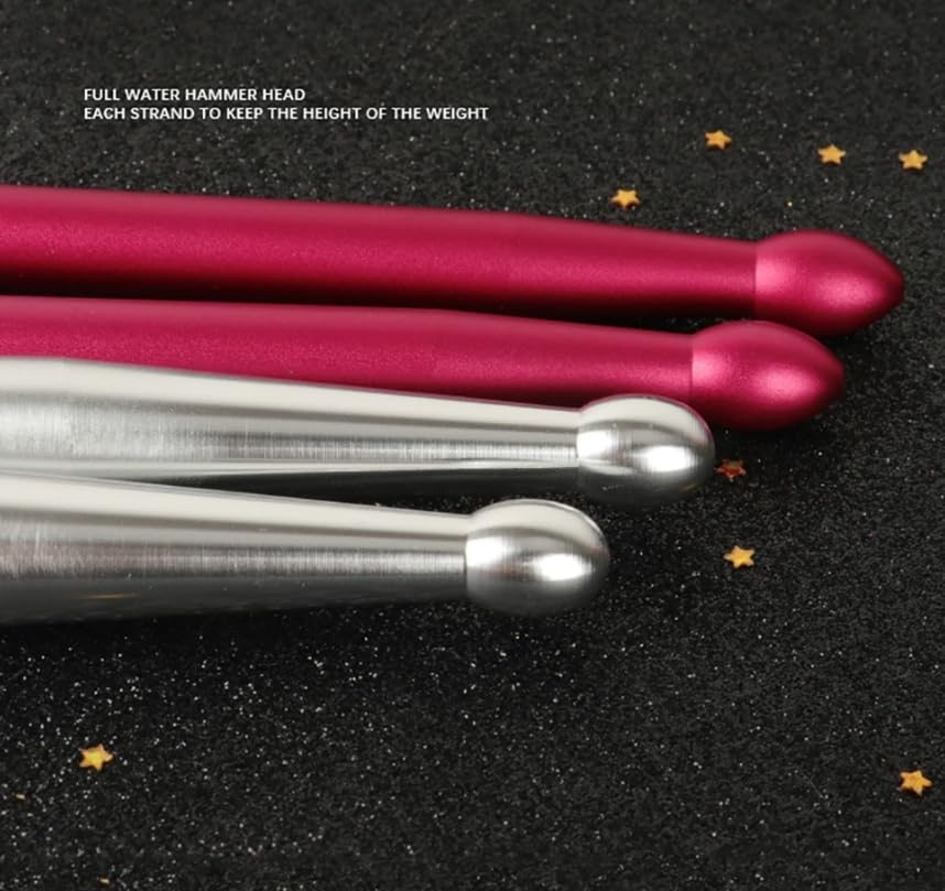 Schlagzeugstöcke 1 Paar Drumsticks 5A, langlebiges Metall, Drumsticks und Sticks for Jazz-Übungen, 5A-Aluminium erhöht die Festigkeit, rutschfest und langlebig(Silver B)