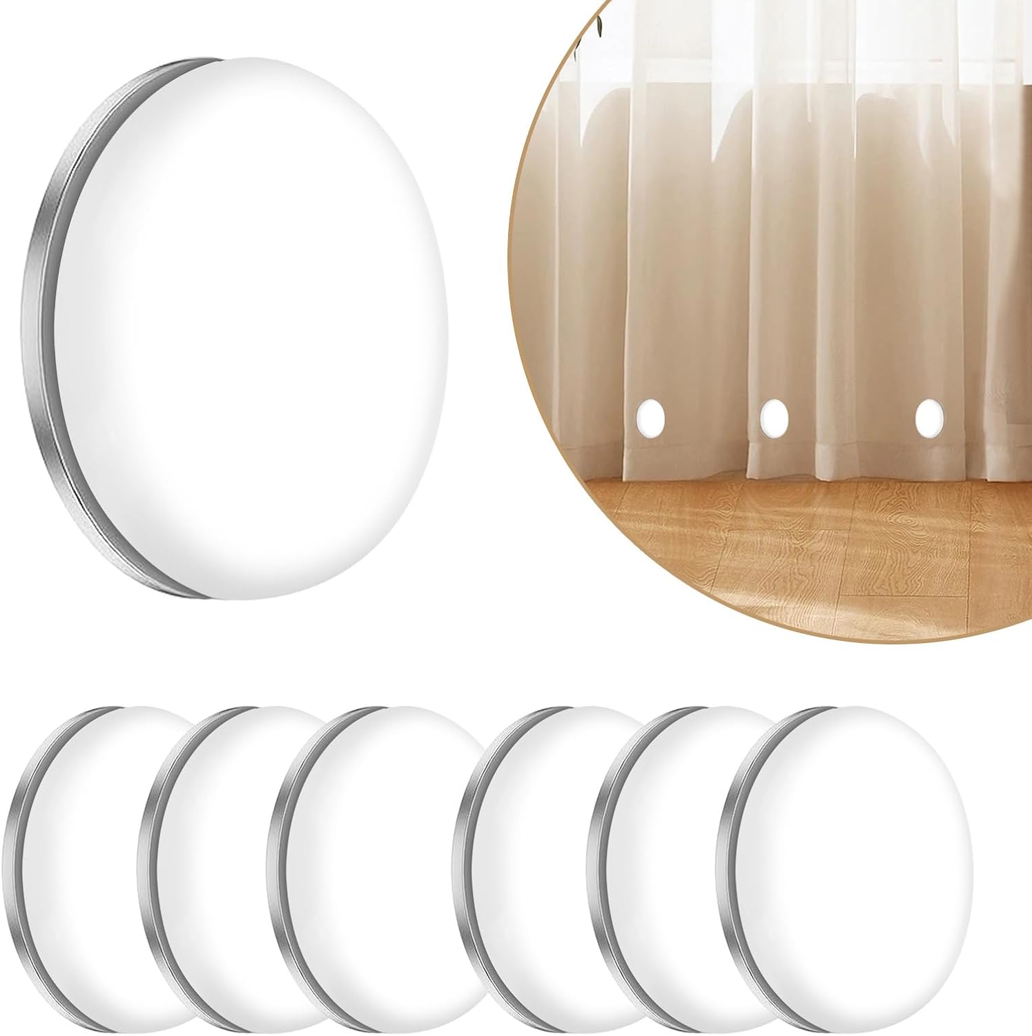 6 Pairs Curtain Weights, White Round Curtain Closure