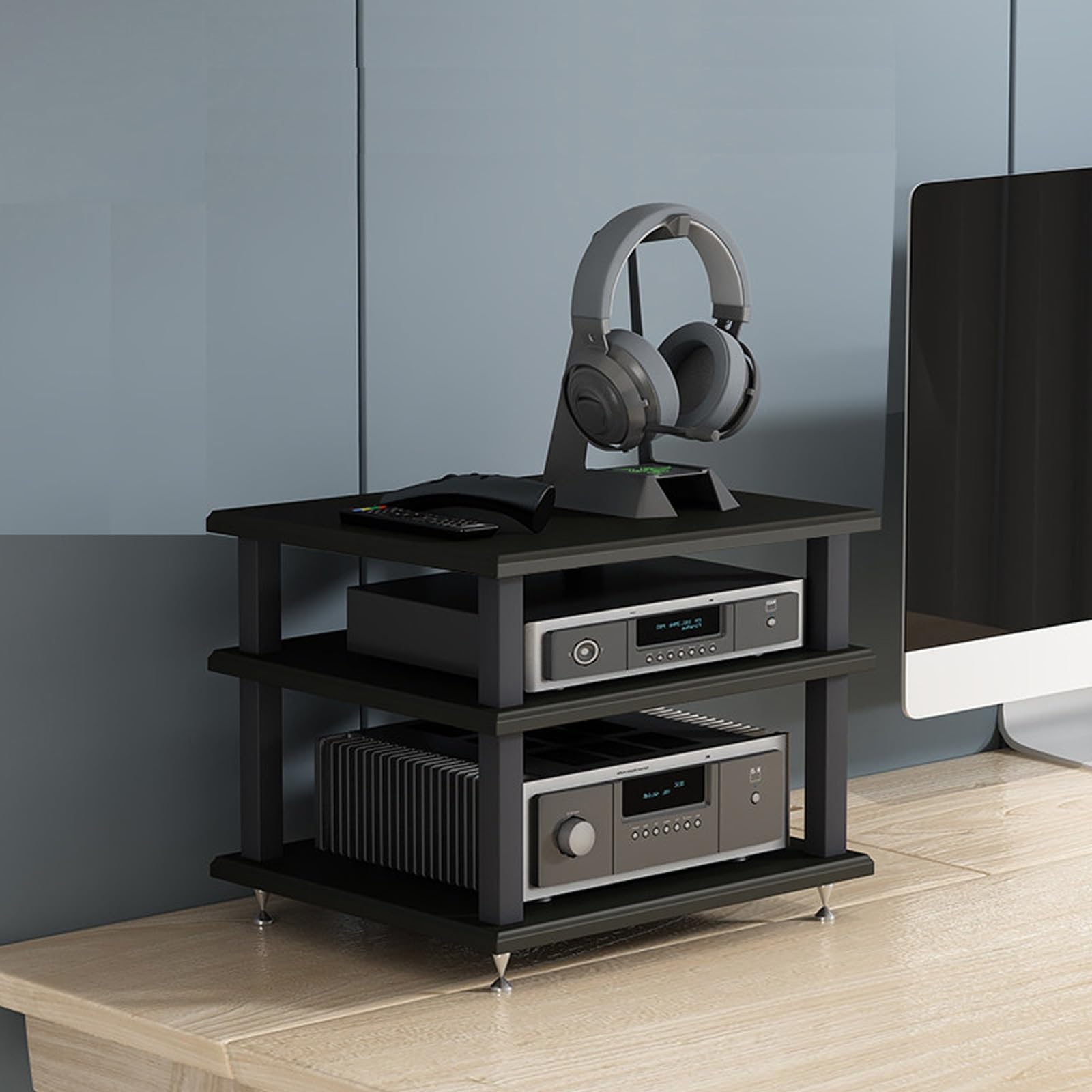 Étagère stéréo HiFi meuble TV pour un salon chaleureux et une chambre épurée