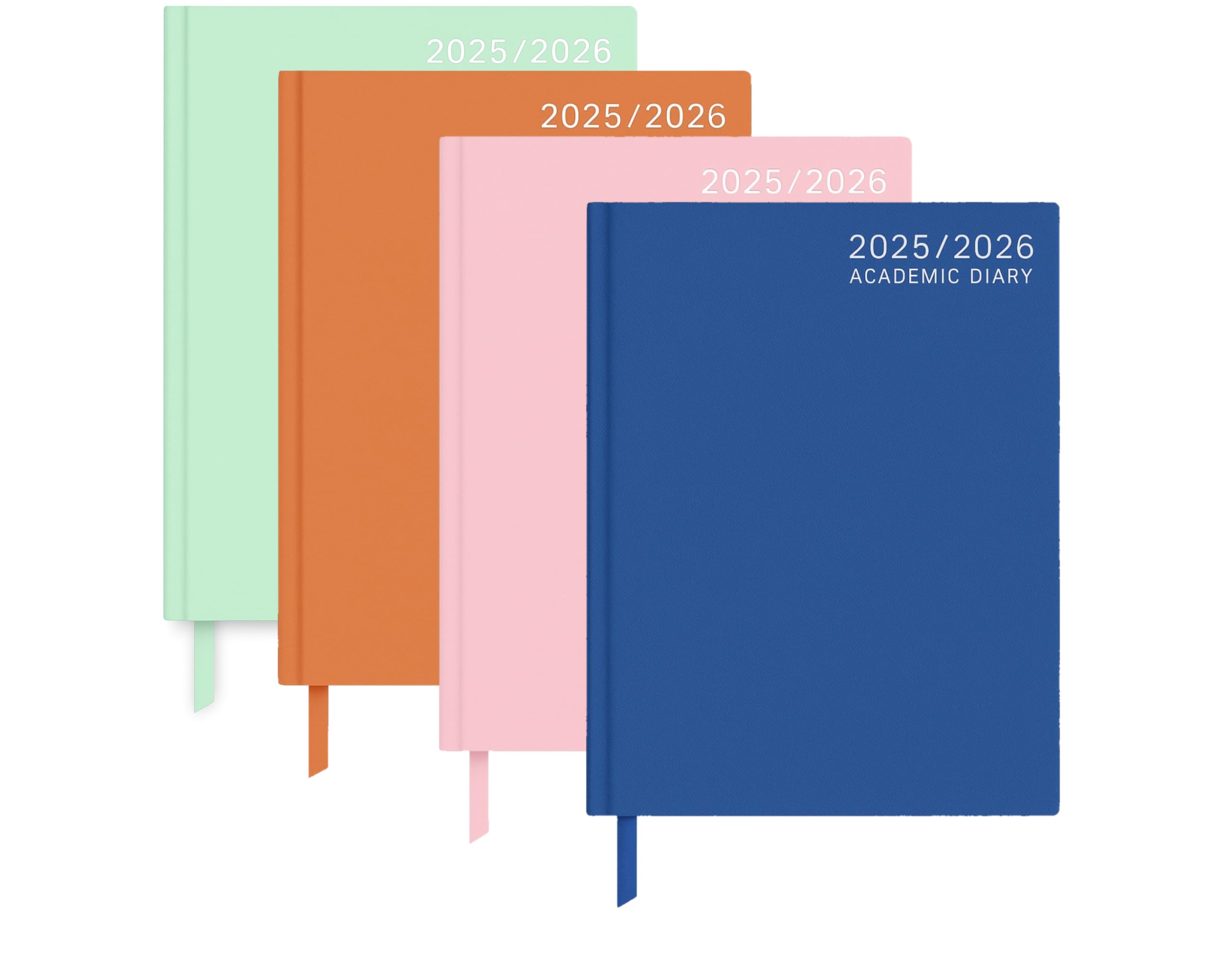 2026-2027 Academic Diary A4 Day Per Page Planner Hardback Blue Student Teacher Organiser with Ribbon Marker August to July Daily Schedule Book