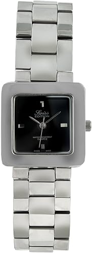 Miniatura 2 de Reloj de pulsera de eslabones cuadrados de lujo plateado para hombre SE3813M-BK, Negro -, Movimiento de cuarzo