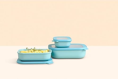 Miniatura 8 de Mepal Cirqula - Recipiente circular rectangular para almacenar y servir alimentos con tapas transparentes, perfecto para preparación de alimentos,