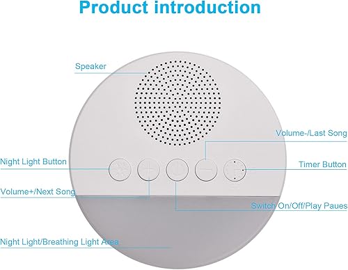 Miniatura 8 de Máquina de sonido para dormir con 20 sonidos relajantes, luz nocturna y temporizador inteligente para la relajación del sueño