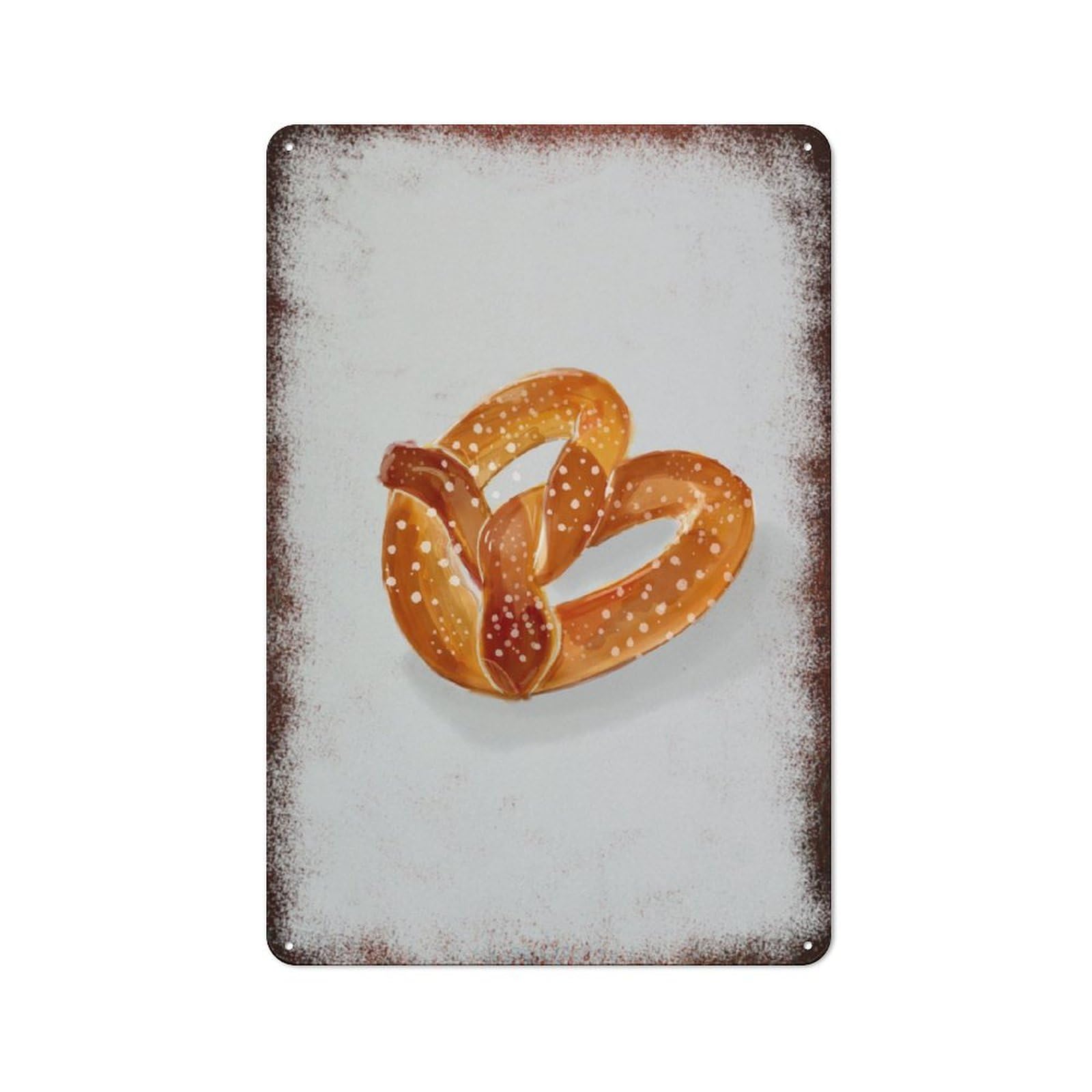 peiyeety Metal Tin Sign Pretzel Snack Pattern Vintage Rustic Wall Art Kitchen Bathroom Bedroom Living Room Cafe Farmhouse Entryway Office Garage Home Bar Laundry Room Porch 6x8 Inch