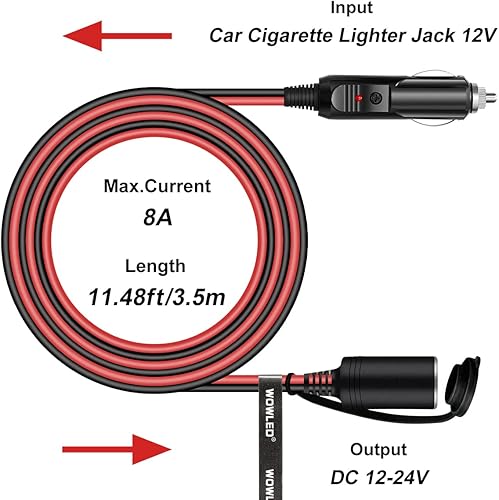 Miniatura 10 de WFPOWER Enchufe de cable de extensión de 12 V24 V con abrazadera de batería, clips de cocodrilo de batería de 16 AWG, abrazadera de clip a enchufe