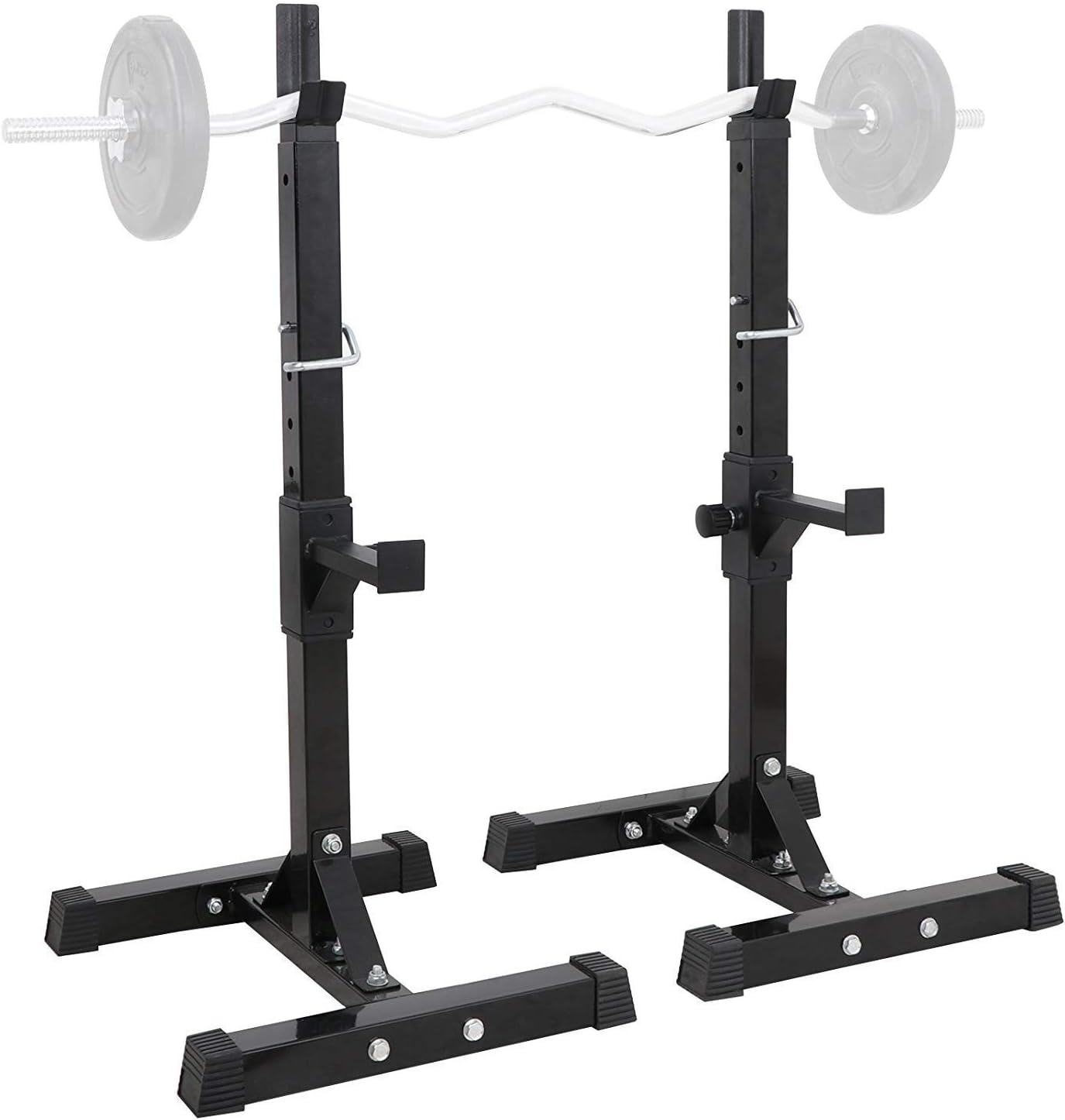 Saturnpower Barbell Bracket Dumbbell Bracket 2 Sets of Barbell Squat Rack Stand Adjustable Height Solid Steel Bench Presses, Home Garage Gym Portable Dumbbell Racks, Family Sports Fitness Equipment