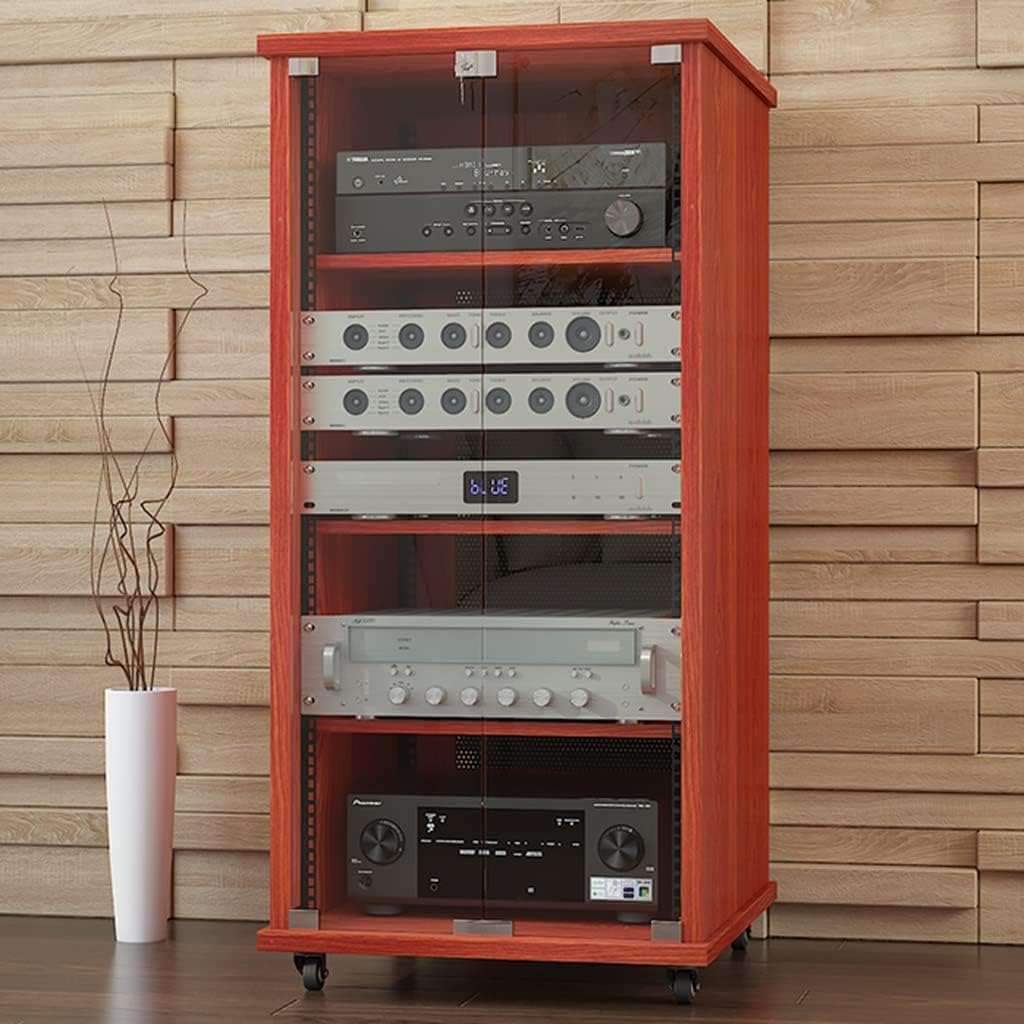 Audio Mobile Speaker Stands,4 Tier Audio Rack, Media Stand and Components Cabinet for TV, Gaming Consoles, Streaming Device (Color : Brown, Size : 56 * 60 * 122cm) (Brown 56 * 60 * 122cm)