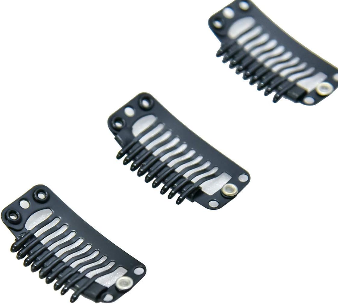CNF CO Black hair snap clips for extensions 9 teethes weave toupee wig clips styling tools 100 pieces/Pack