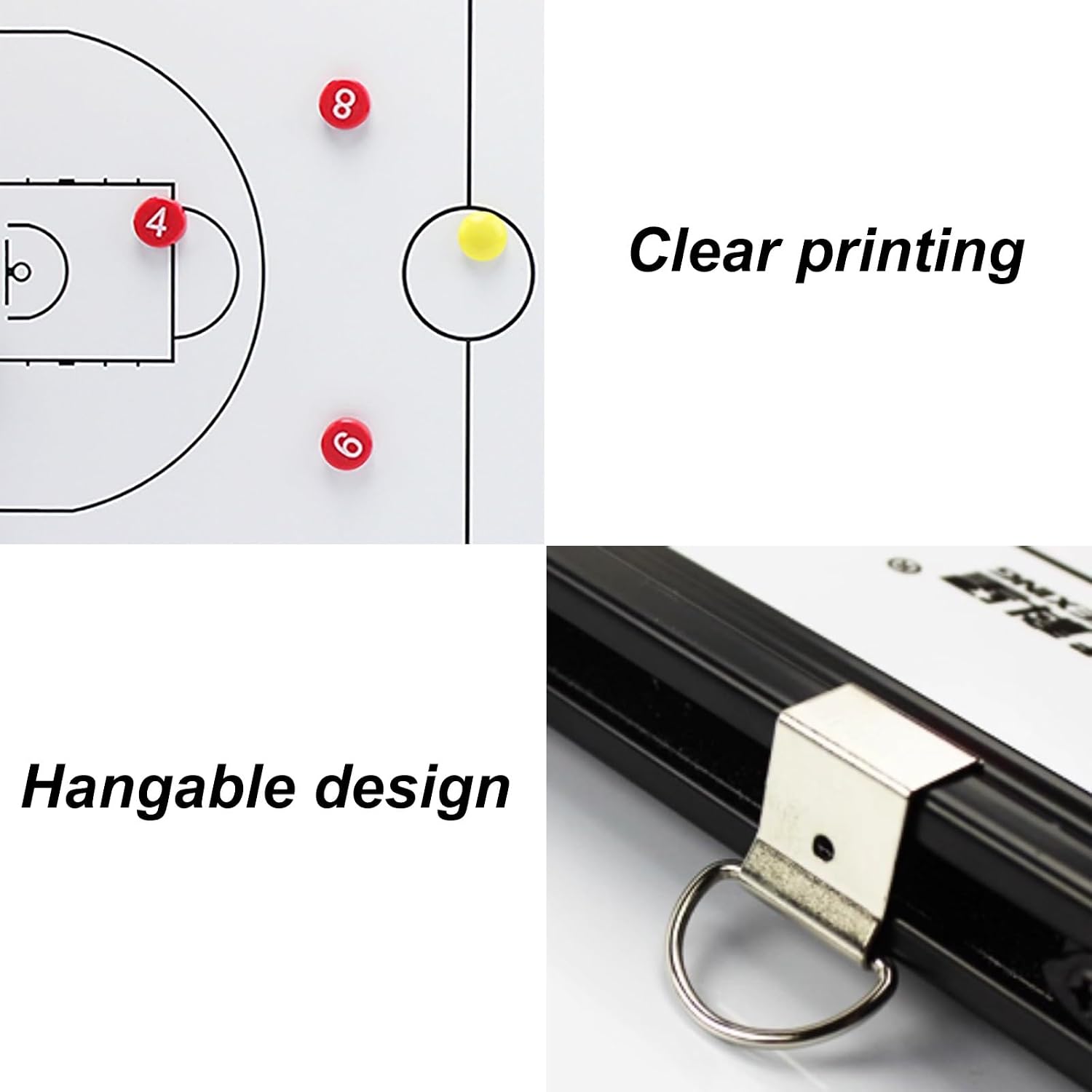 Basketball Dry Erase Board for Coaches, Basketball White Board for Coaches, Double-Sided Use, Hangable Design, for Teaching