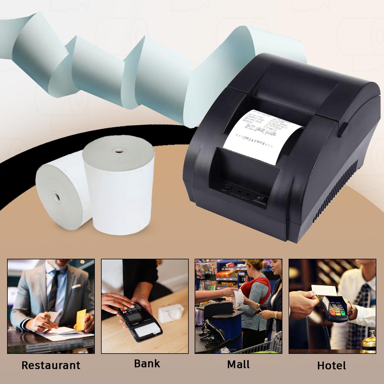 BAM POS Rollos de papel térmico de 3 1/8 x 190 pulgadas, rollo de recibos grande, compatible con estaciones Clover Stations, P100, P550, SCP700, estaciones cuadradas (30 rollos por caja)