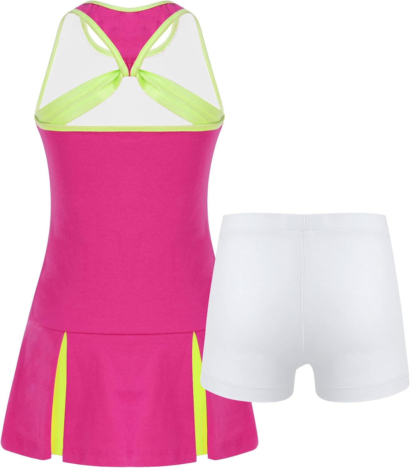 Girls Golf Tennis Dress Outfits Kids Tennis Skirt with Shorts Cotton Golf Tank Tops Clothes Set Sports Skort Dress