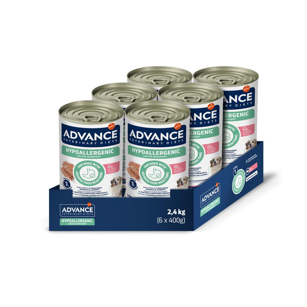 Advance Veterinary Diets Limited ingredient Pork | Wet Canned food for Puppies & Adult Dogs | Adverse reactions to food | Case 6 x 400g