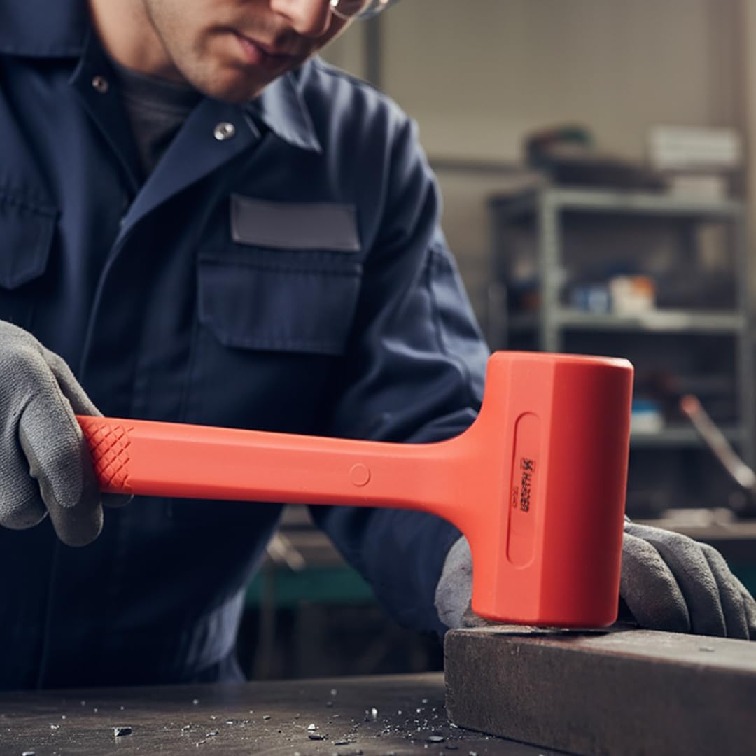 Mini Sledge Hammer 1 lb Dead Blow Hammer. Non Rebound Rubber Mallet With Steel Shot Core. Shock Absorbing Strike Hammer For Automotive Repair Construction And DIY Work
