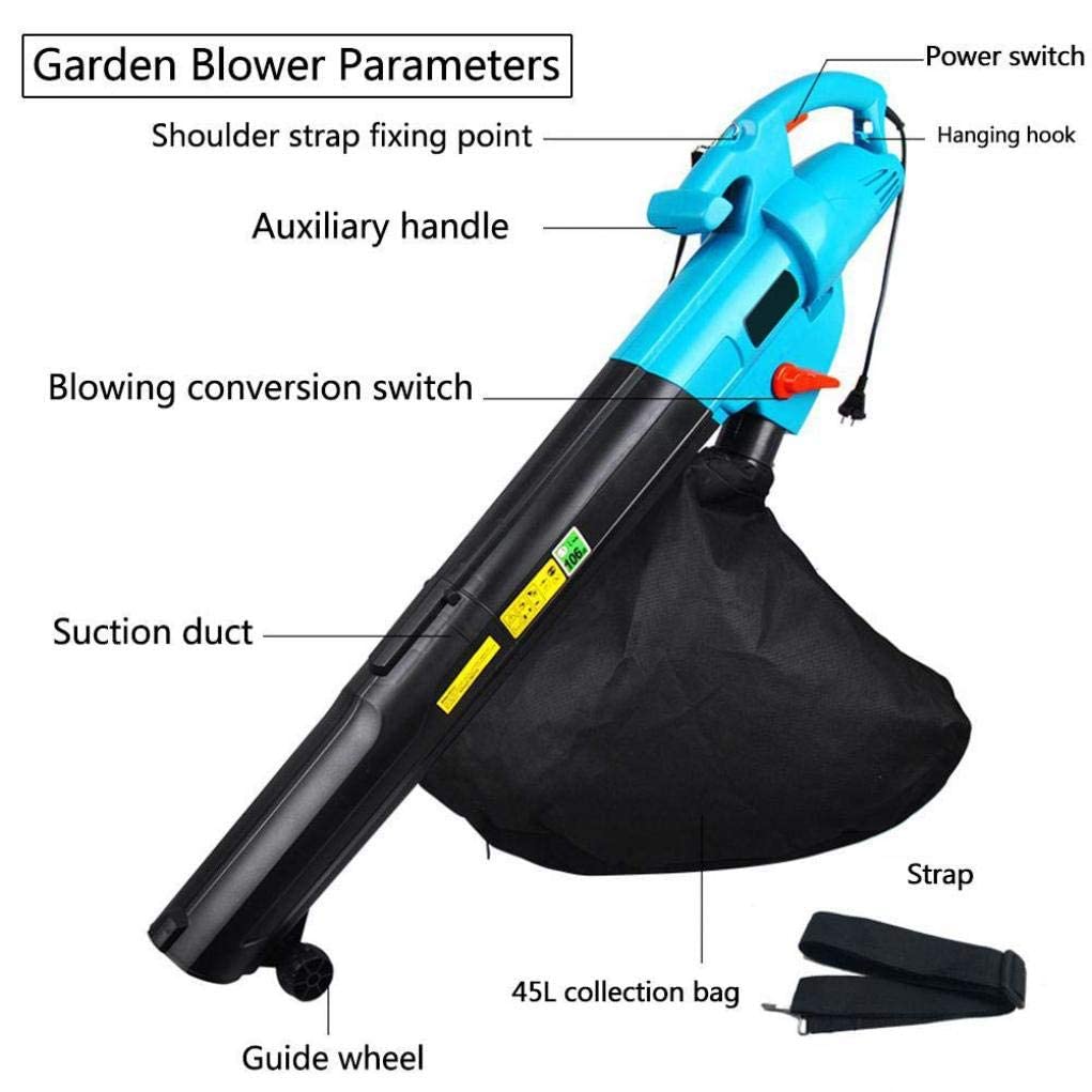 Soplador de Hojas eléctrico para jardín con Bolsa recolectora