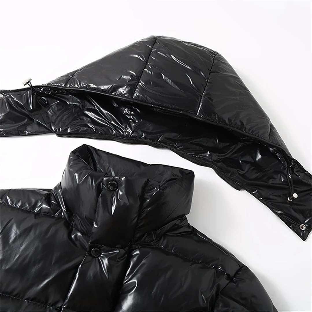 Mens Sports With Hat Solid Color Long Coat Zipper Down Jacket