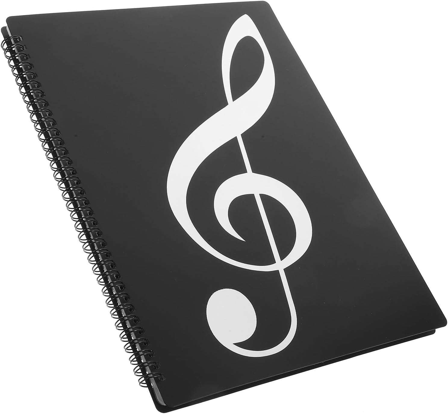 BESPORTBLE A4 Music Folder Binder with 20 Sheets 40 Sides, Spiral Ring Music Sheet Organizer, Silver Note Design Piano Score File Folder for Musicians and Students
