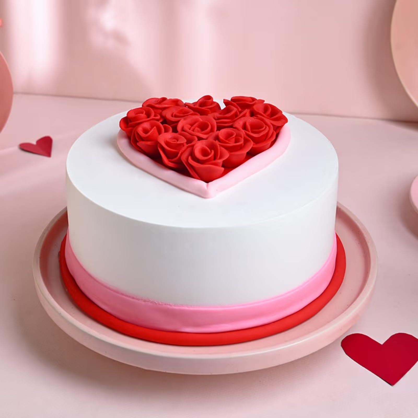 FlowerAura Love Special Delicious Silky Smooth Red Roses Fondant Yummy Black Forest Cake For Valentine's Day Cake, Birthday Cake, Anniversary Cake & Mother's Day Cake (Same Day Delivery) (2Kg)-image-17