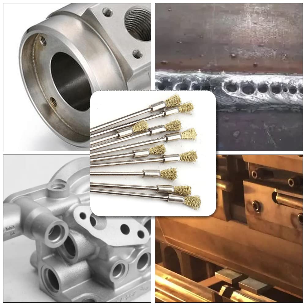 10 cepillos extendidos de alambre de latón puro de 8 mm con vástago de 1/8 pulgadas para herramientas rotativas de pulido y accesorios