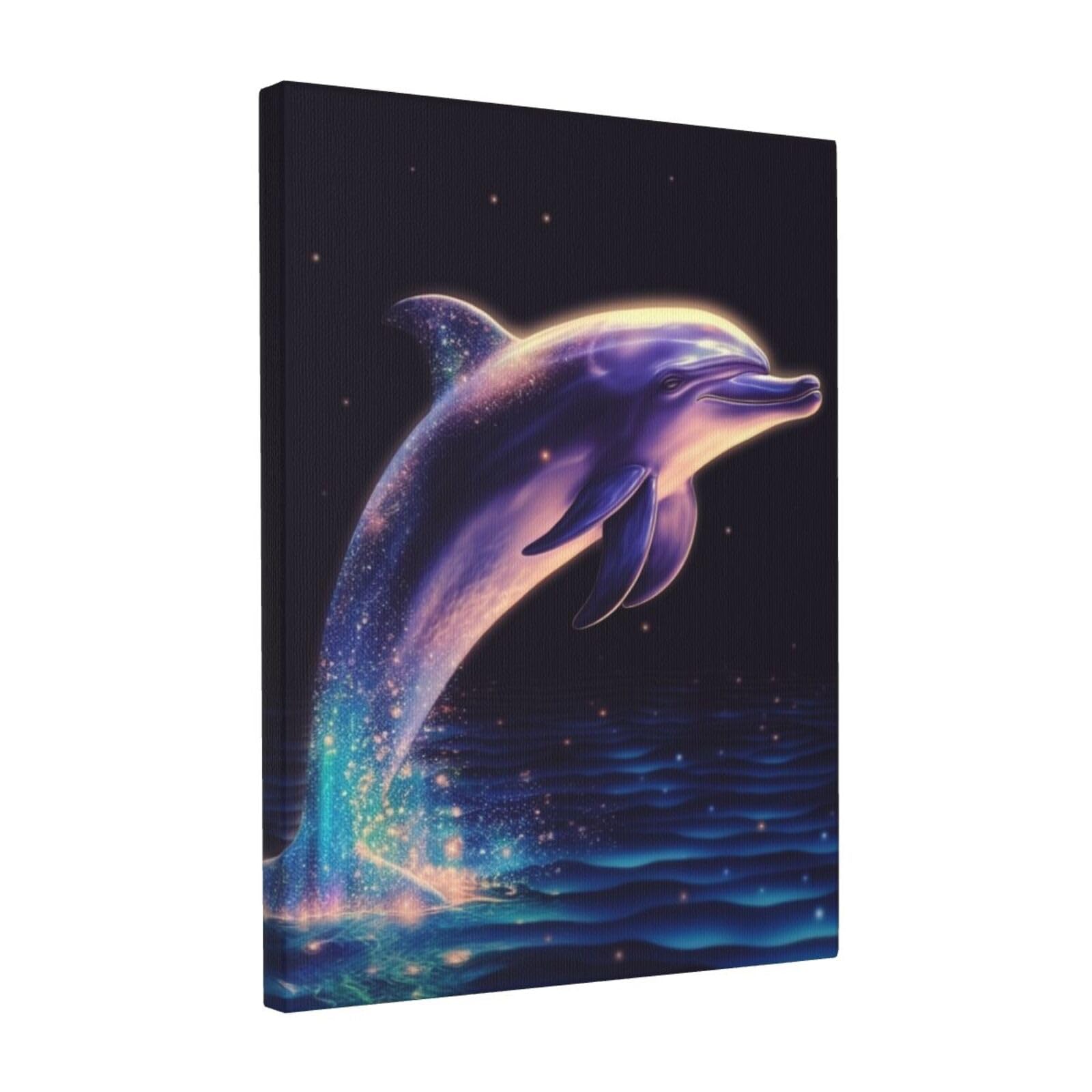 FodPand glitter dolphin Canvas Wall Art for Living Room Wall Decor 12"x16" Modern Artwork Painting Pictures Hanging Canvas Prints Aesthetic Wall Art for Bedroom Bathroom Office Wallart Decor