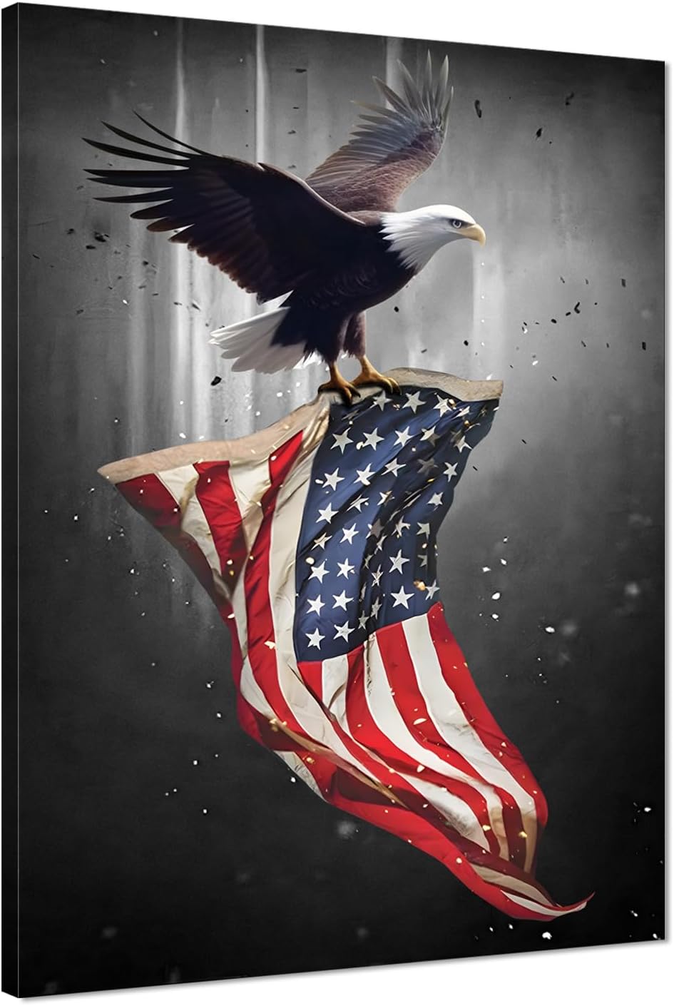 Amazon.com: American Flag Eagle Wall Art - Patriotic Canvas Prints Bald ...