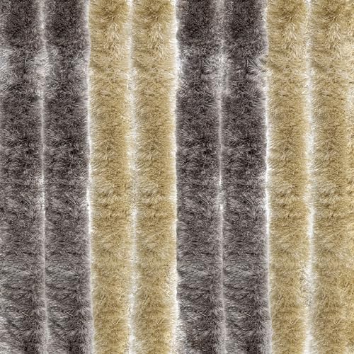 EXPLORER® Flauschvorhang 100x200 cm Wohnwagen Türvorhang für Wohnmobil/Balkontür Vorhang aus Chenille als Insektenvorhang Flausch Fliegenvorhang Camping Terrassen Tür Fliegenschutz Braun/Beige
