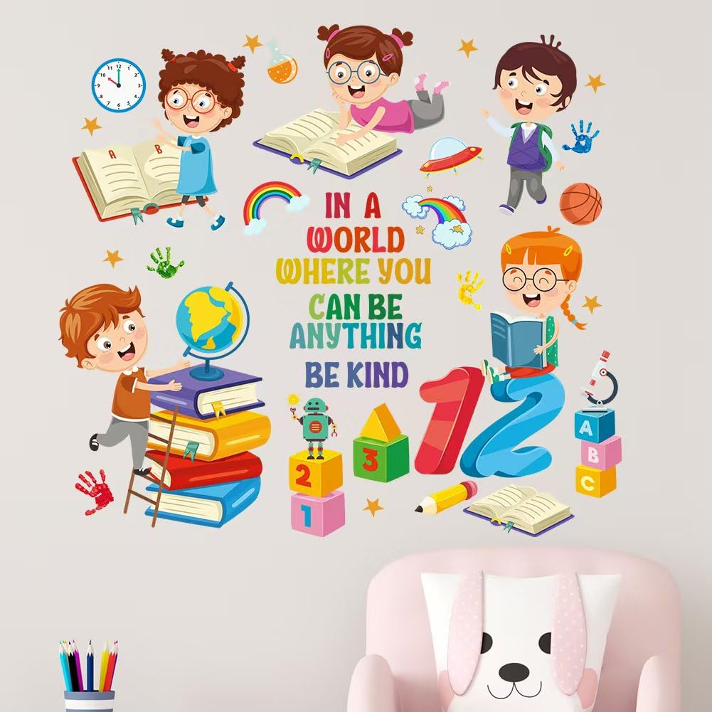 Mirabuy Kids Inspirational Quotes Book Wall Stickers Reading Corner Wall Decals Positive Saying Lettering Wall Decor for Classroom Kids Playroom
