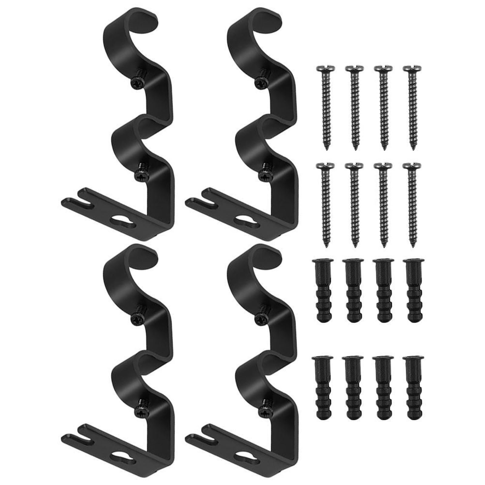 Lot de 4 supports de tringle à rideaux robustes en fer épais pour fenêtre, salle de bain, balcon, cuisine