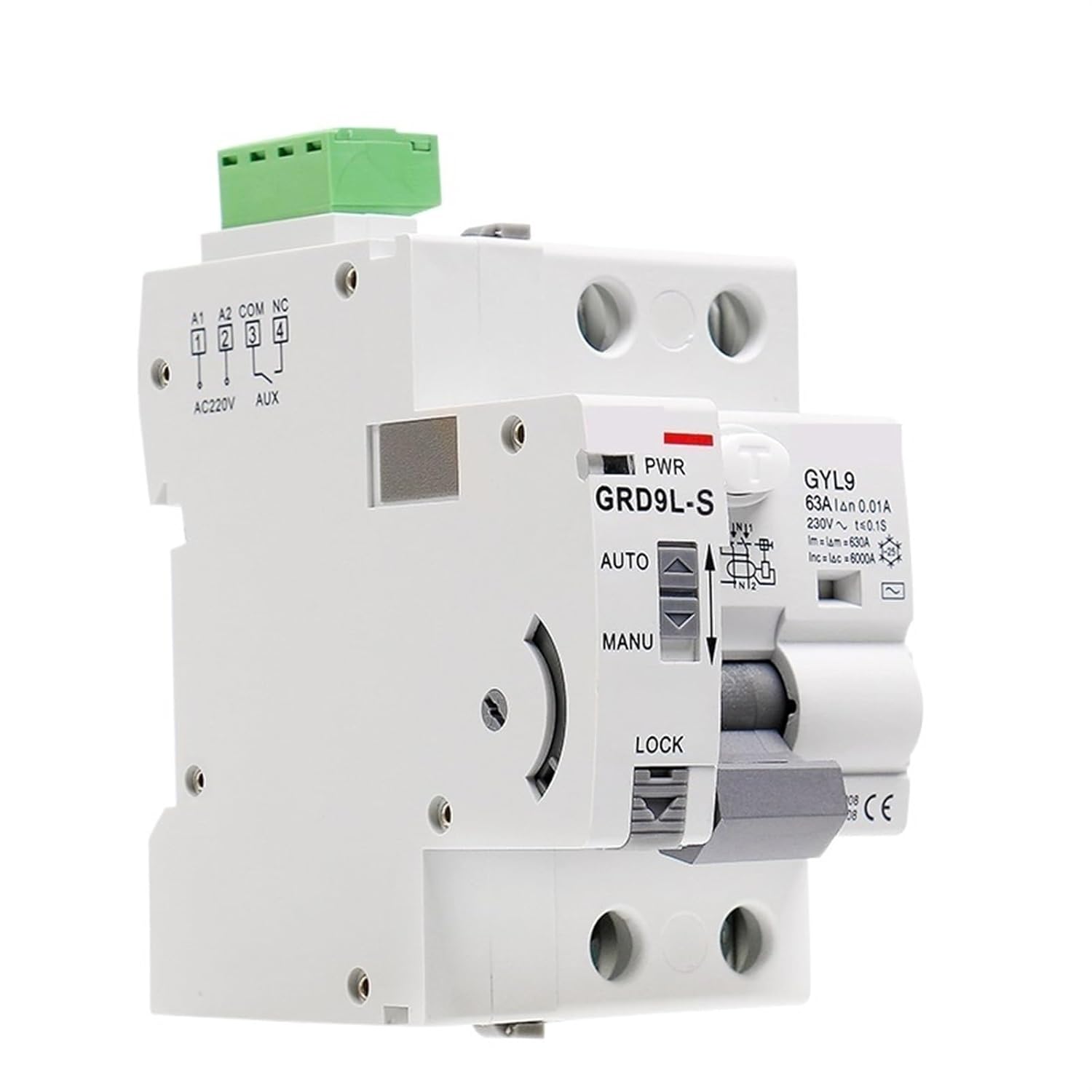 GRD9L-S RCCB Recloser with RS485 Interface Control Circuit Breaker 2P 25A 40A 63A 30mA 100mA 300mA RCD 1Pcs(GRD9L-S-DC12V-RS485,4P 63A 100mA RCCB)