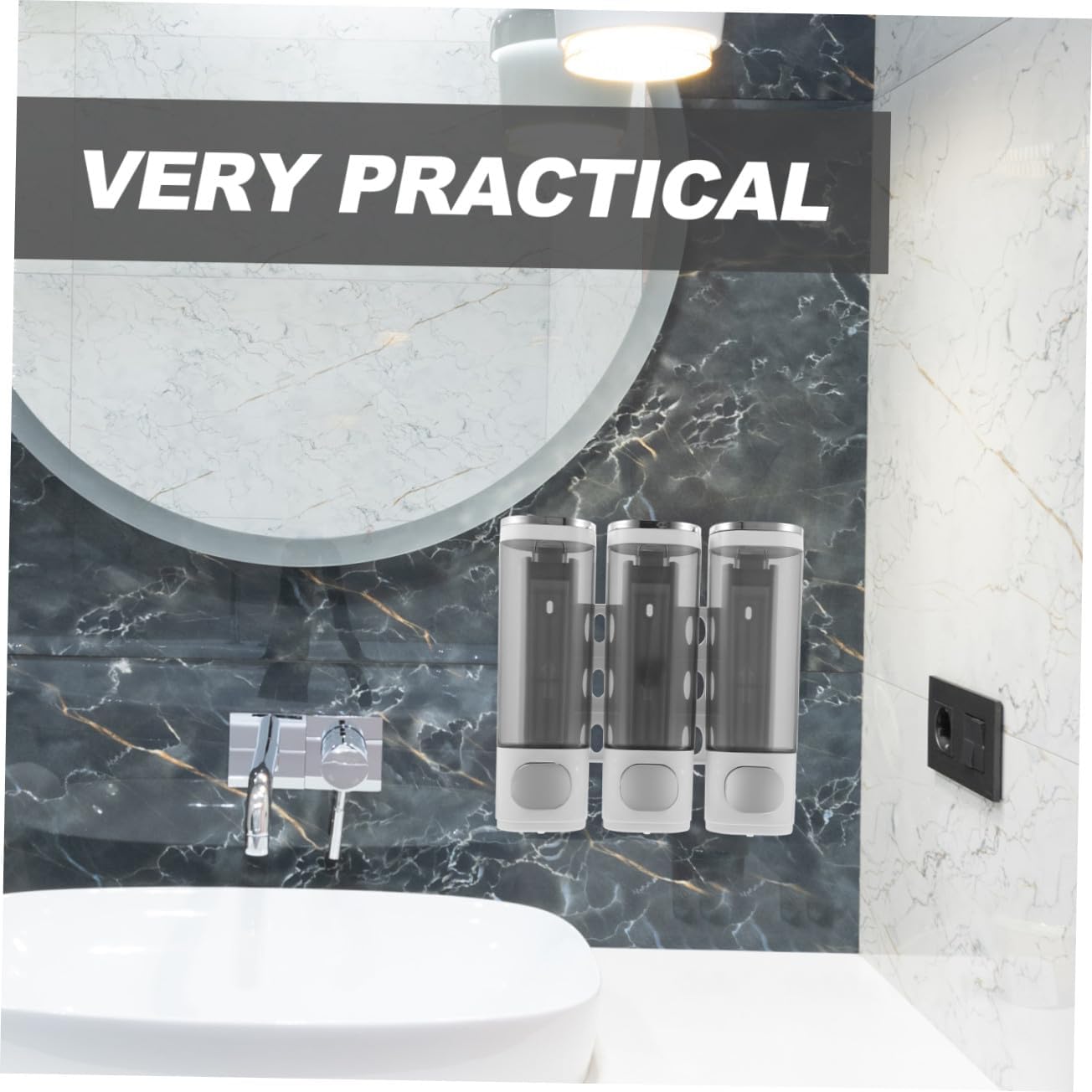Wall-Mounted 3-Chamber Soap Dispenser with Chrome Finish Manual Shampoo Conditioner Holder for Bathroom Shower Use
