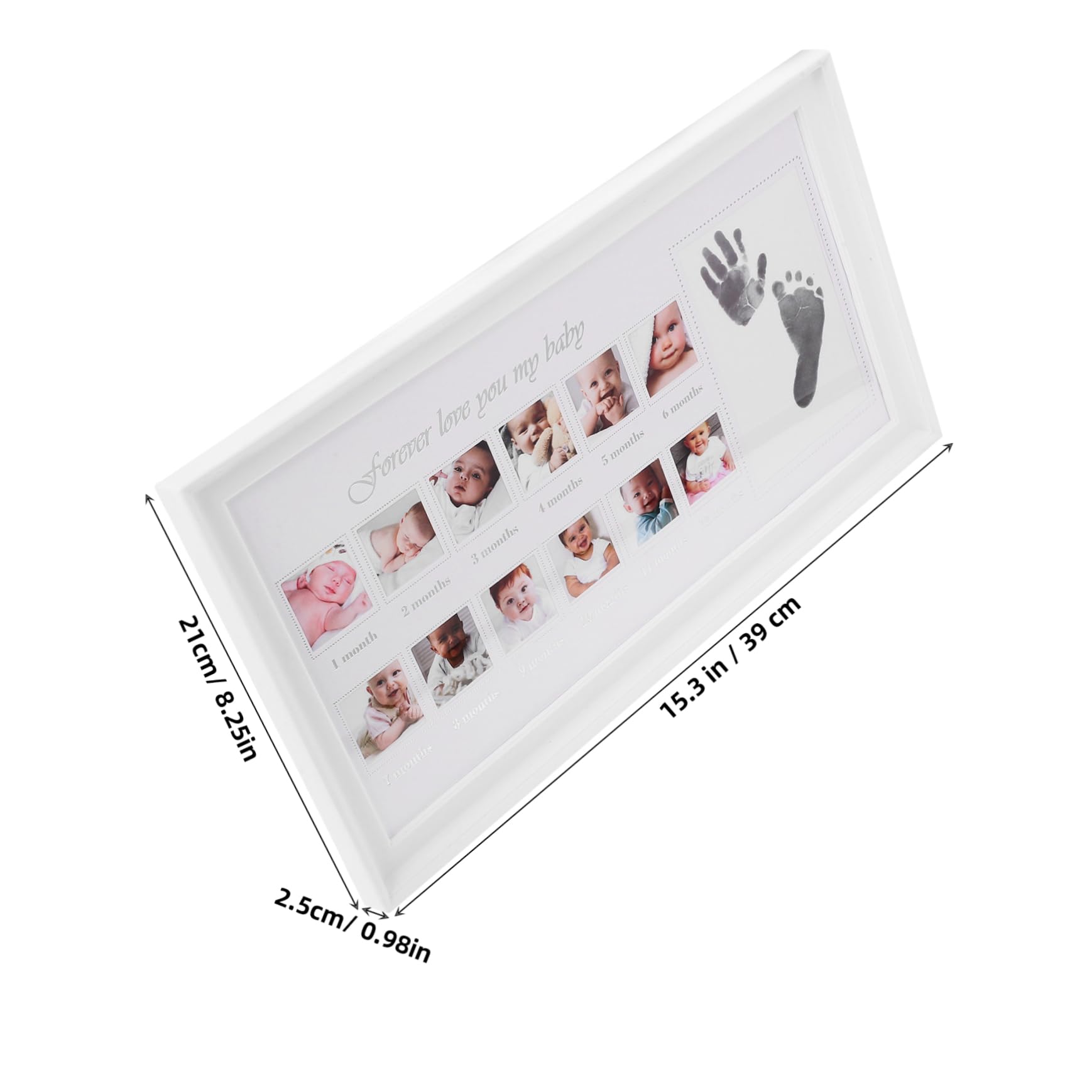Portafoto Impronte Mani e Piedi Neonata 12 Mesi Bianco | Pp e Pvc, Esposizione da Tavolo, Regalo per Genitori di Neonati, Stile Semplice ed Elegante
