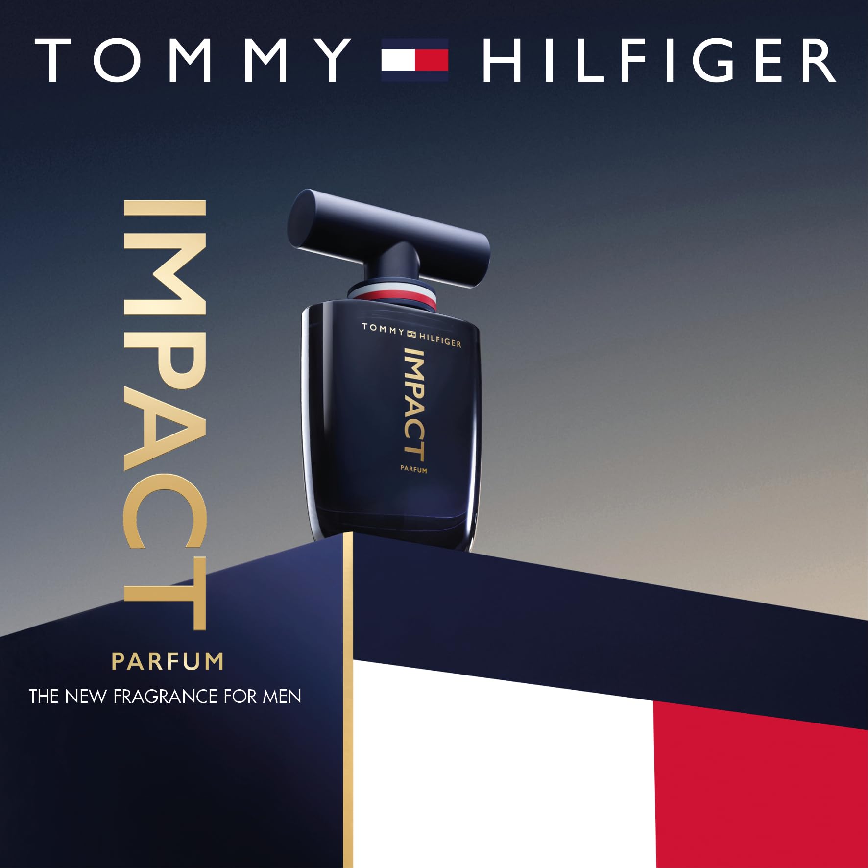 Tommy Hilfiger Tommy Impact 100 ml, Parfum Herren | Holziger Amberduft, Holzige und bernsteinfarbene Noten, Intensiver blauer Glasflakon